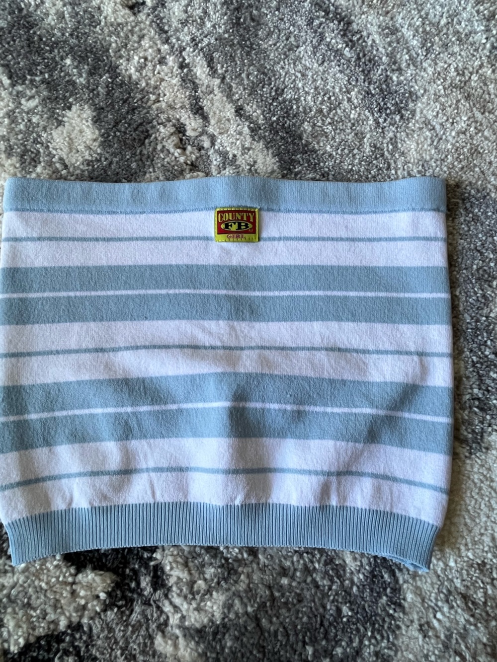FB county Blue and White Striped tube top